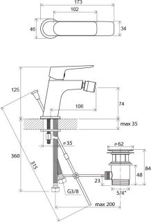 Смеситель Ravak Classic-CL 055.00 X070082 для биде c д/к